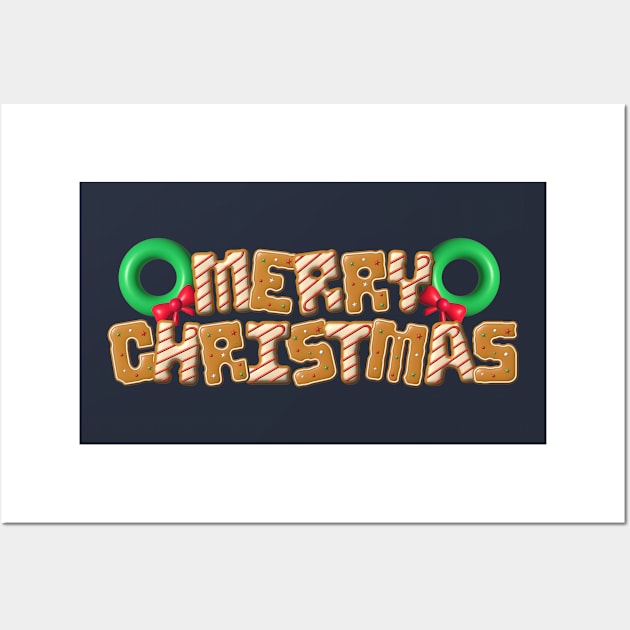 Merry Christmas Lettering Design Wall Art by DreStudico